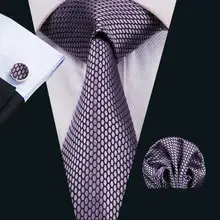 FA-1553 Новое поступление модные галстуки для мужчин Фиолетовый геометрический жаккардовый тканый галстук носовой платок запонки для свадебной вечеринки