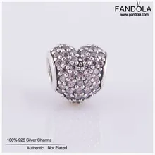 Стерлингового серебра 925 розовый очаровательный кристалл в виде сердца бусины для изготовления ювелирных изделий Подходит для женщин Подвески Серебро 925 браслет