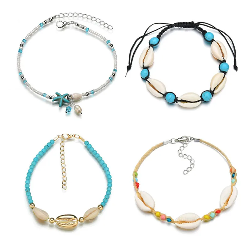 

NEWBUY 2019 Trendy Natural Shell Anklets For Women Girl Boho Style Handmade Beads Ankle Bracelet Female Summer Beach Jewelry