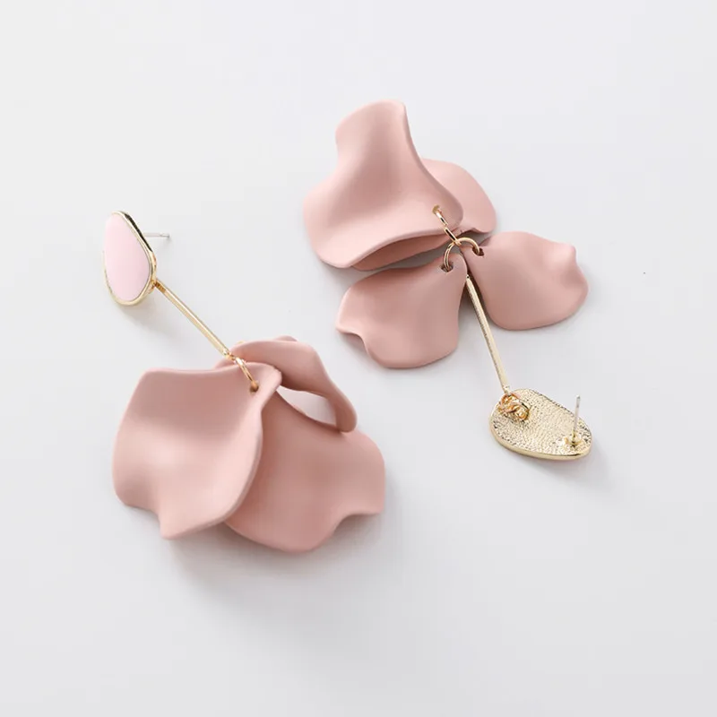 Gold Color Wafer Purple Petal Earrings For Women New Korean Style Elegant Flowers Long Earrings Fashion Party Jewelry Sweet Gift