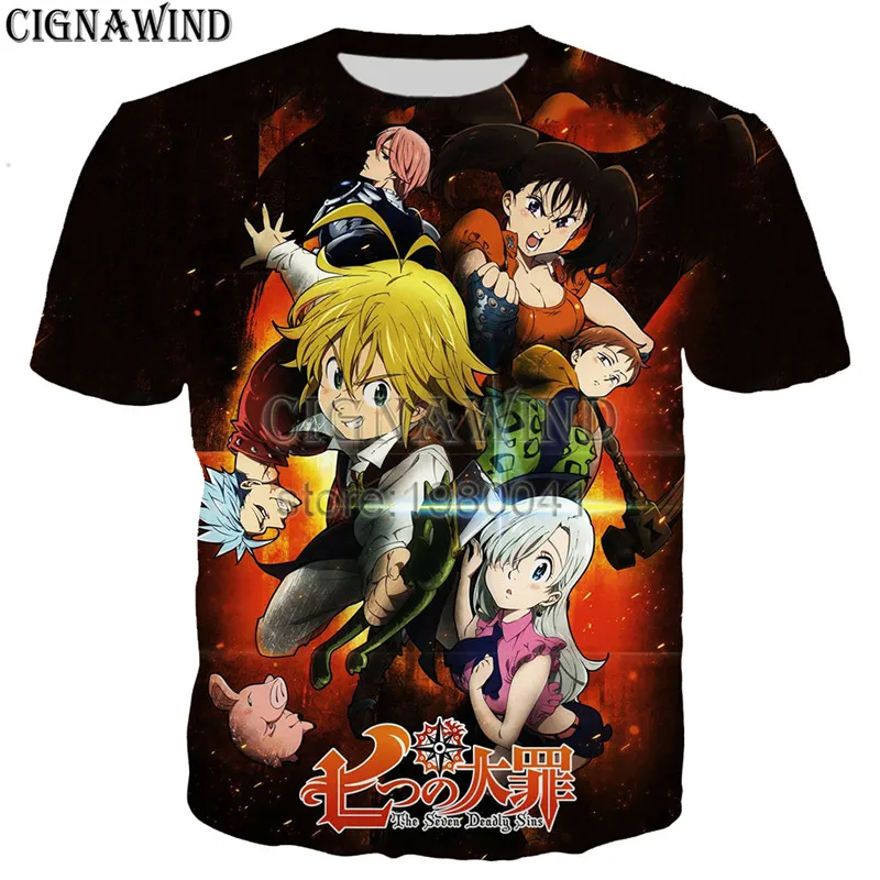 New arrive style anime The Seven Deadly Sins men women 3D print harajuku t shirt /hoodies/ sweatshirts/vest/ summer tops | Мужская