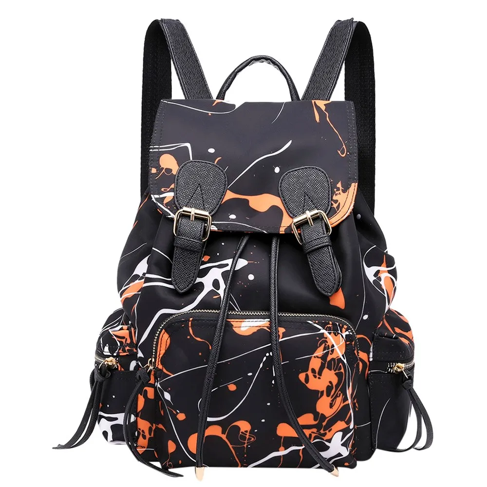 XINIU, женский модный рюкзак из мягкой кожи, женские повседневные нейлоновые сумки с граффити, женская сумка высокого качества, вместительная универсальная сумка - Цвет: Orange