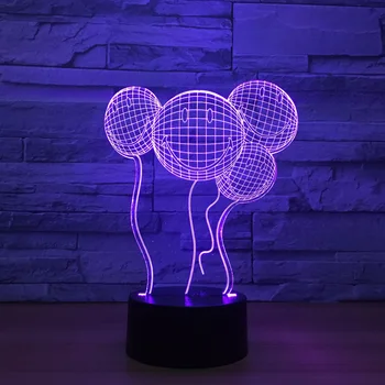 

Smiling Face Balloon 3D Night Light Touch Switch 7 Color Change Baby Sleeping Light Wedding Party Atmosphere Lamp Drop Shipping