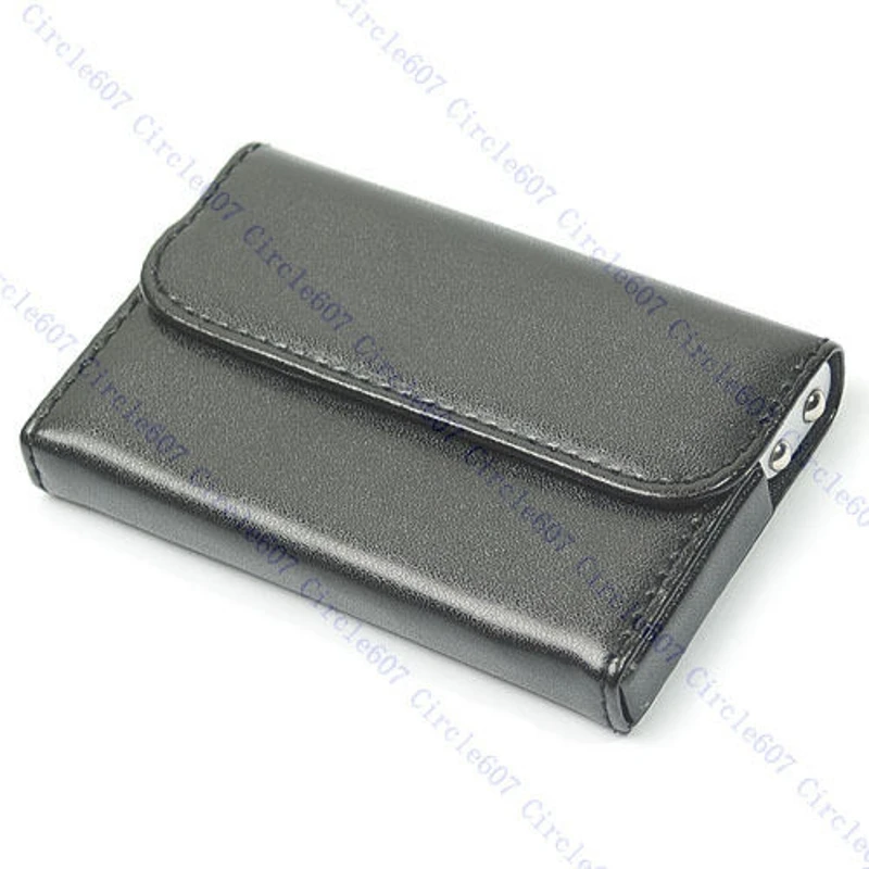 

THINKTHENDO New Chic Pocket Black Leather Name Business Card Case Holder