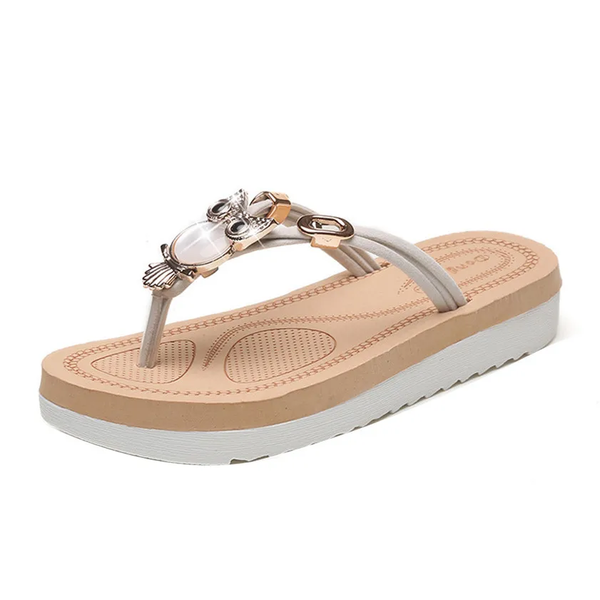 

High quality Women Summer Owl Shoes Peep-toe Low Shoes Roman Sandals Ladies Flip Flops MAY22