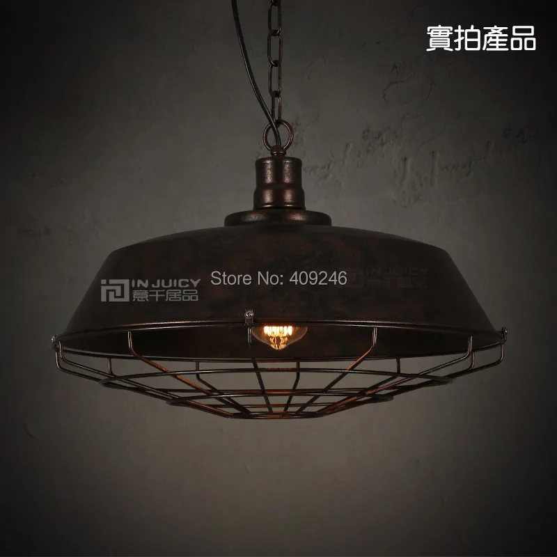 

46CM Black / Rust Vintage Metal Industrial Pendant Light With Chain