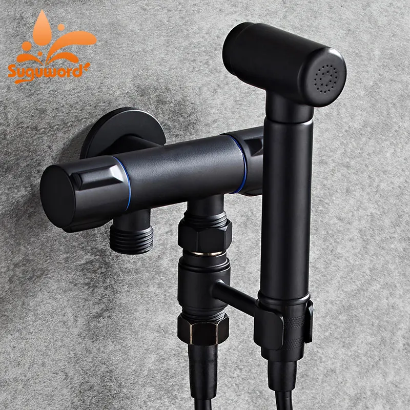 Suguword Black Bidet Faucet Bathroom Accessories Toilet Flush 1/2