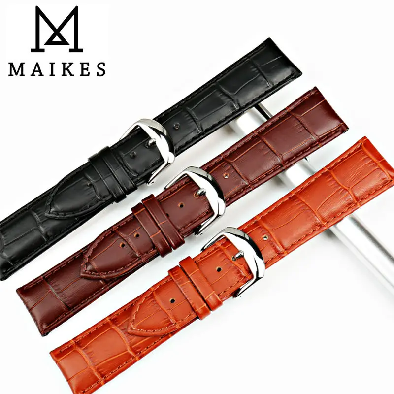 MAIKES New Watch Accessories Watch Bracelet Belt Soft Genuine Leather Watch Band  Watch Strap 16 18 20 22 24 mm Watchbands