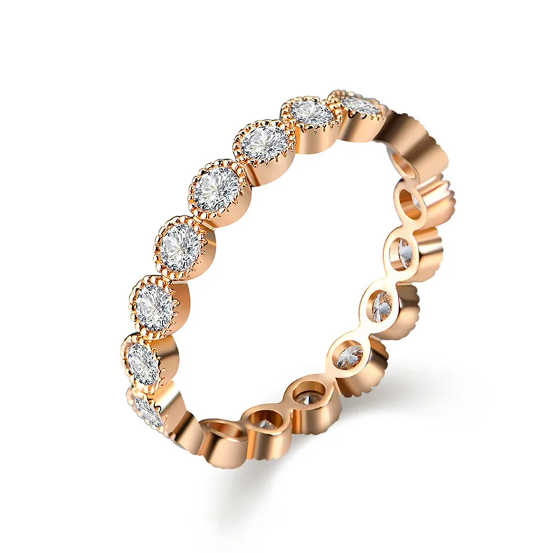 USTAR обручальные кольца с кристаллами для женщин с кубическим цирконием AAA цвета розового золота Свадебный перстень женский Анель ювелирные изделия bijoux