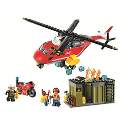 10829 серии город пожарный вертолет Комбинации игрушки строительные блоки Развивающие игрушки для детей рождественские подарки 60108