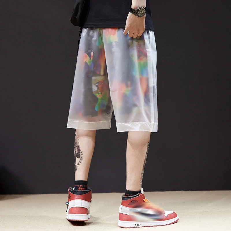 Мужские прозрачные хип хоп шорты из ПВХ в европейском и американском стиле