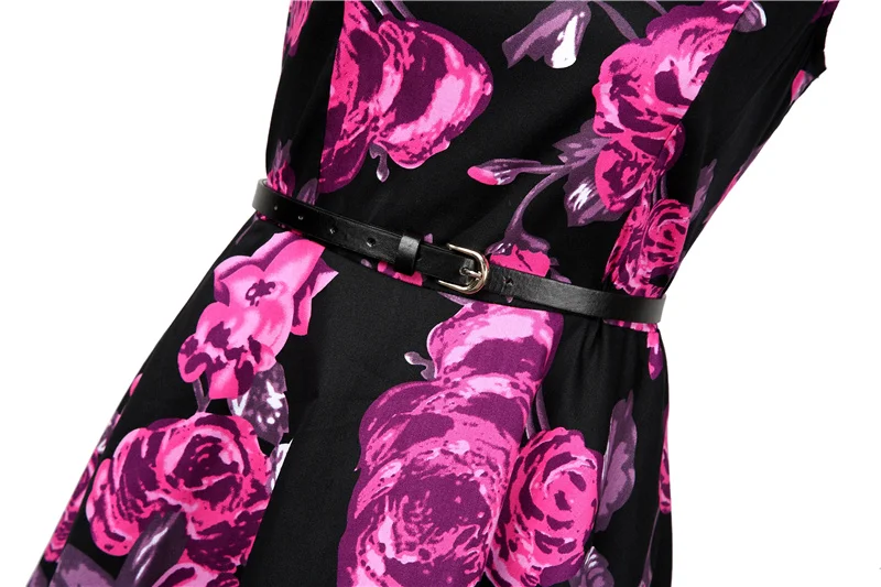 Kostlish 2017 New Summer Dress Women Floral Print Audrey Hepburn 50s 60s A-Line Vintage Dress Sleeveless Party Dresses Plus Size (137)