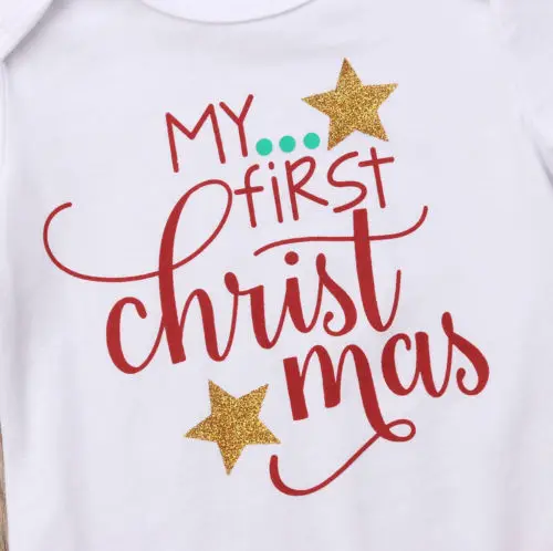 Новинка 2018 комплект одежды для новорожденных девочек с надписью My First Christmas +