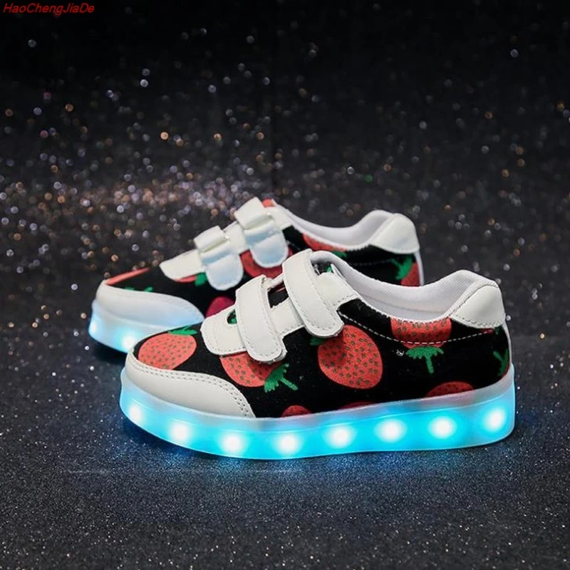 

Spring Autumn Size 22-35 Luminous Sneakers 7 Colors Flashing USB Charging Kids Shoes with Light Up Led Sneakers Cute Girl Shoes