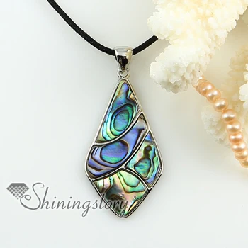 

teardrop rhombus patchwork white rainbow pink yellow Penguin mother of pearl oyster pendants for necklaces 2013 handmade jewelry