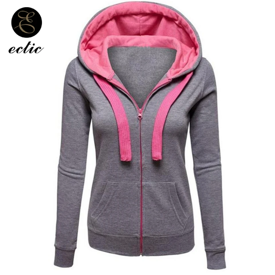 

Zip Up Hoodie Thick Plain Hooded Sweatshirt With Pocket Poleron Mujer 2019 Retro Tracksuit Slim Fit Hoodie Drawstring Women Cute