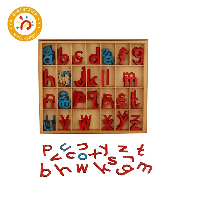 

Baby Toy Montessori Material Language Wooden Toy Movable Alphabet Red and Blue Preschool Early Child
