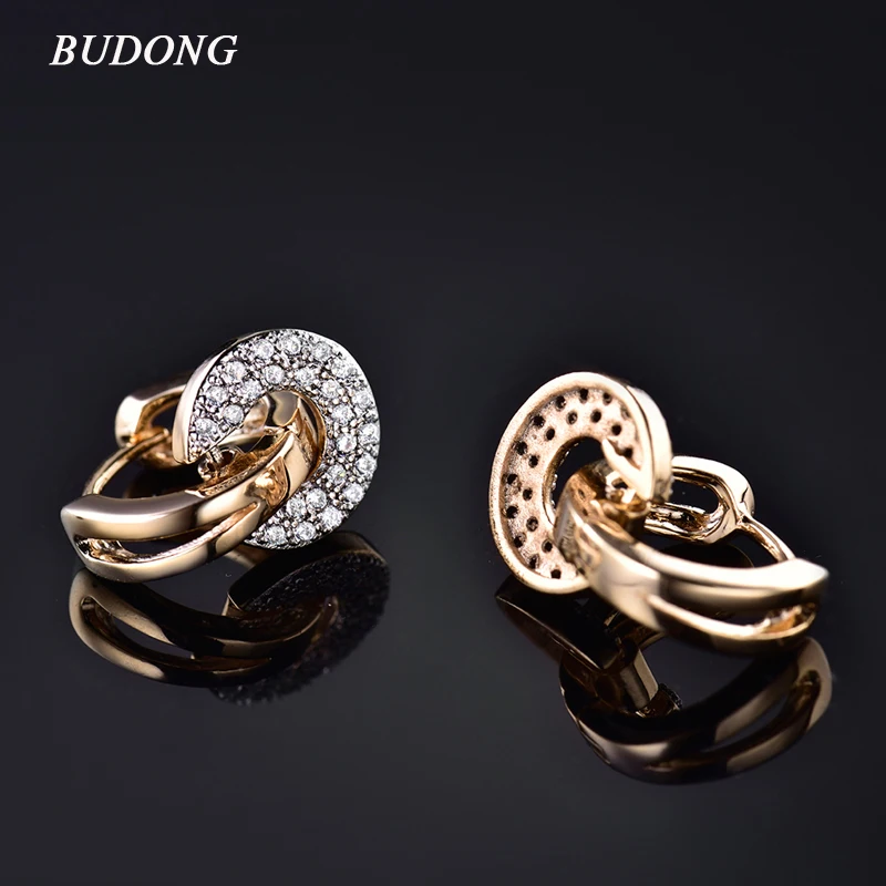 Женские серьги кольца BUDONG круглые Infinity Huggie серебряного/золотого цвета с