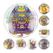 

Handmade 6 Size Glass Cartoon cat Flatback Camo Cabochon Domed DIY Jewelry Charm Photo Pendant Setting
