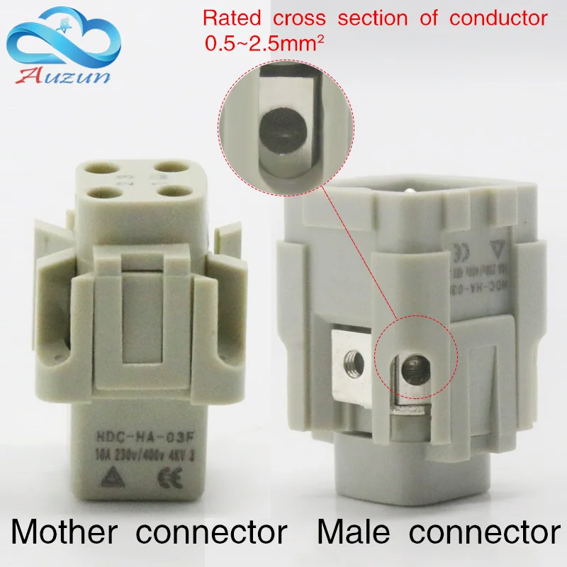 Сверхмощный разъем 4 (3 + 1) 10A 250V ha 004 подключен к винту с горячим