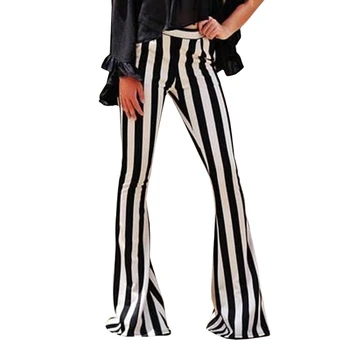

2019 New Lady Trousers Spring Women Fashion Casual Loose Striped Big Elastic Waist Harem Full Length Pants