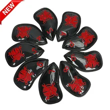 9 шт/лот Железный головной убор Клубная крышка гладкая и яркая ПУ вышитая череп клюшки защитные чехлы