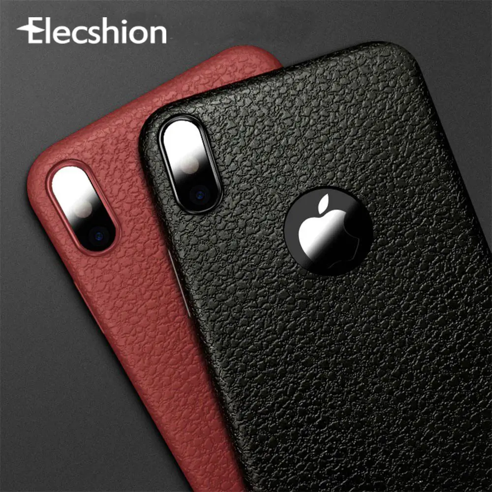 Деловой кожаный чехол для телефона iPhone 7 8 Plus XR XS MAX X зернистая текстура личи 6 6s SE