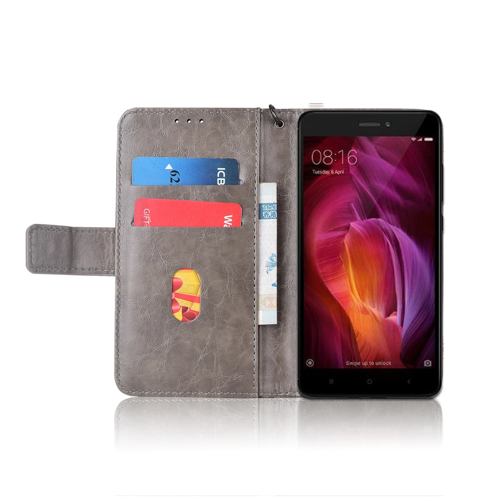 Кожаный чехол книжка для Xiaomi Redmi Note 4 чехлы с цветочным принтом специальный