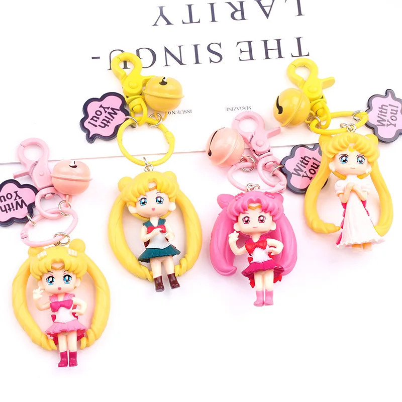

2019 New Popular Cute Keychain Water Moon Beautiful Girl Warrior Lovely 3D Doll Key Chain DIY Accessories Cartoon Hot For Gir