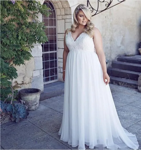 sa274 white chiffon beach lace summer long plus size wedding dresses summer wedding dresses plus size