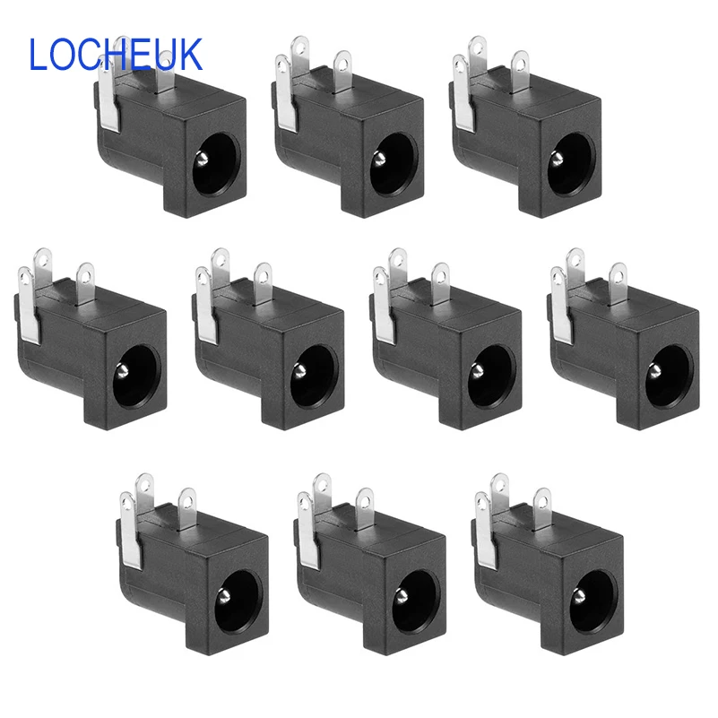 

10pcs 5.5x 2.1mm Jack Socket DC Connector DC-005 DC Power Supply Jack Plug Barrel-Type Right Angle PCB Mount Terminals Connector