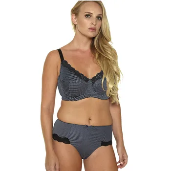 

New Women's Full Cup Bra Set Push Up Sexy Lace Bra Cotton Briefs Sets Underwear Minimizer Bra Unlined Big Size 36D-46G