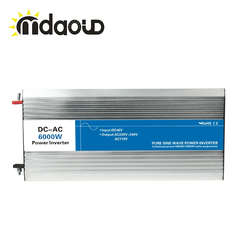 FREE SHIPPING LED Display Off Grid Inverter 5000Watt/10000W/5KW 12/24/48VDC to 110/220VAC Pure Sine Wave Power Inverter CABLES