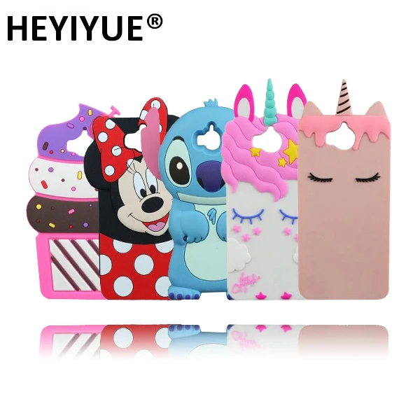 

Silicone Ice Cream Cupcakes Minnie Unicorn Cat Stitch 3D Cartoon Phone Back Skin Cover Case For Huawei Y5 2017 L02 L22