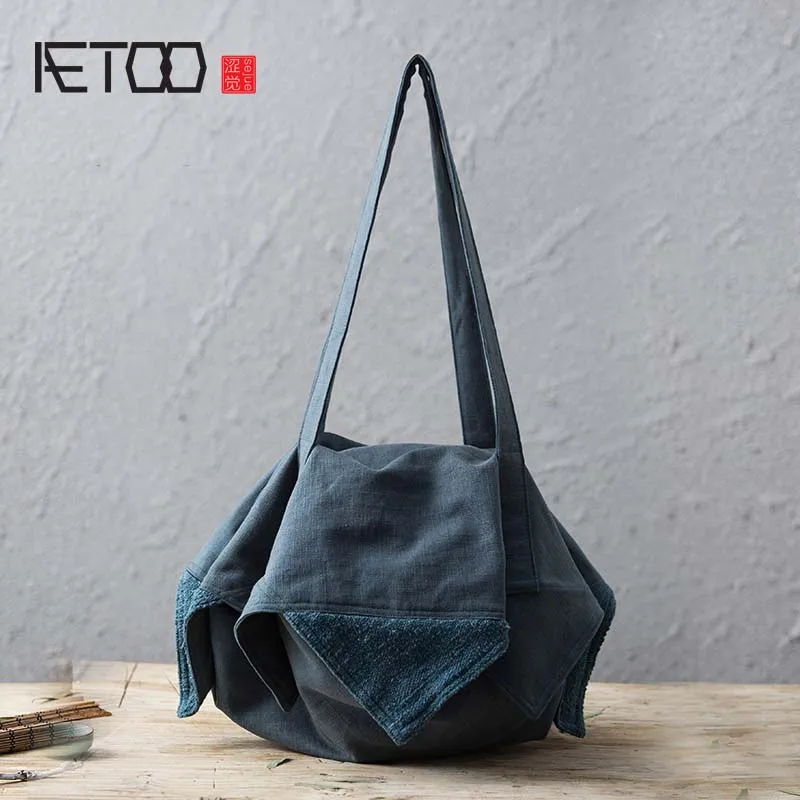 

AETOO Cotton linen package spring and summer new style female handbags with irregular fashion large capacity cloth leisure bags