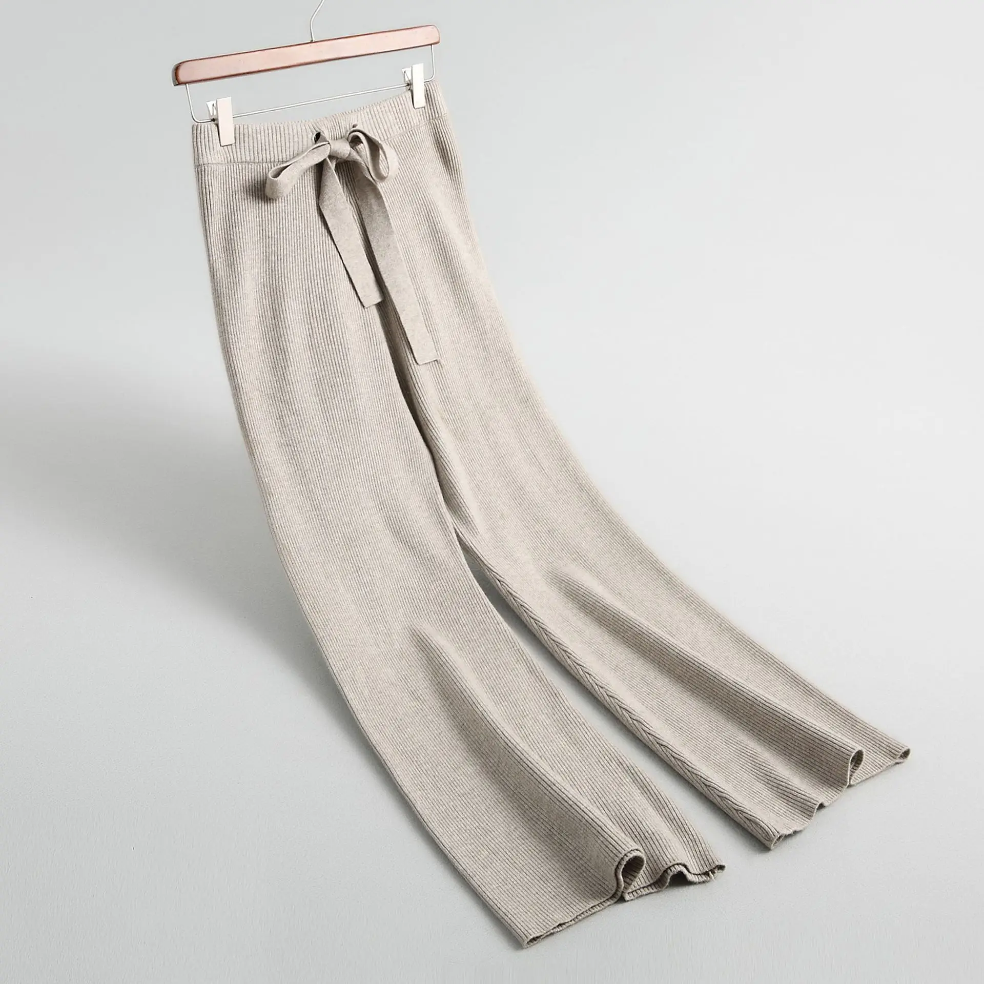 INNASOFAN/женские широкие брюки; сезон осень-зима; трикотажные брюки с высокой талией; Европейская и американская мода; элегантные брюки; однотонные