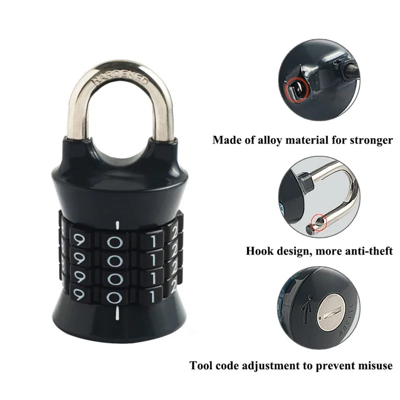 

New Zinc Alloy Keyed Padlock 4-Digit Combination Luggage Lock Weatherproof Reliable Security Even In Toughest Environments