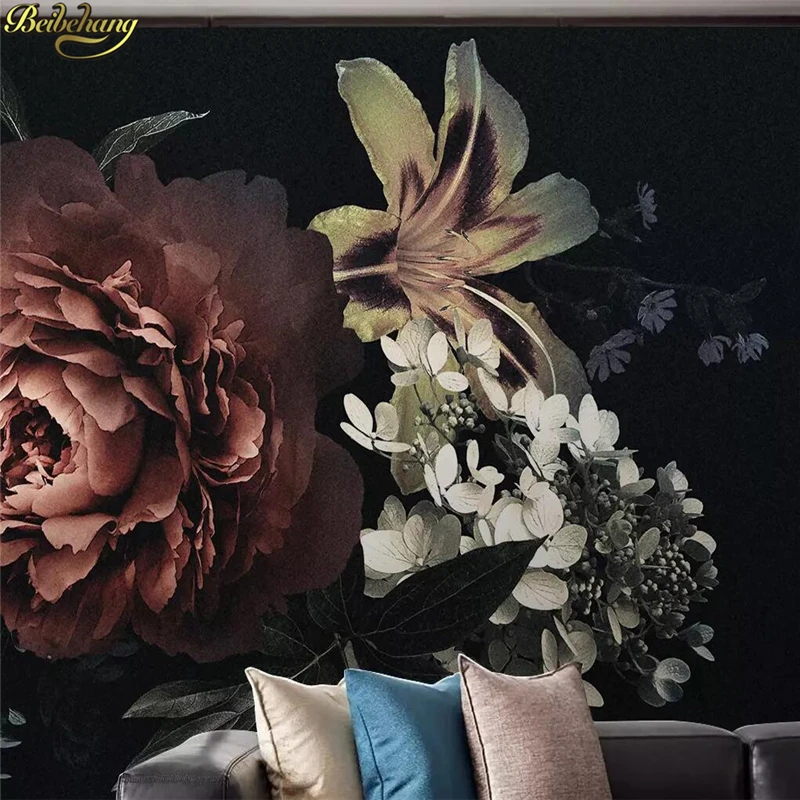 beibehang Custom photo wallpaper for walls Modern minimalistic black peony lily flowers mural wallpaper bedroom 3D wall paper beibehang Custom photo wallpaper for walls Modern minimalistic black peony lily flowers mural wallpaper bedroom 3D wall paper