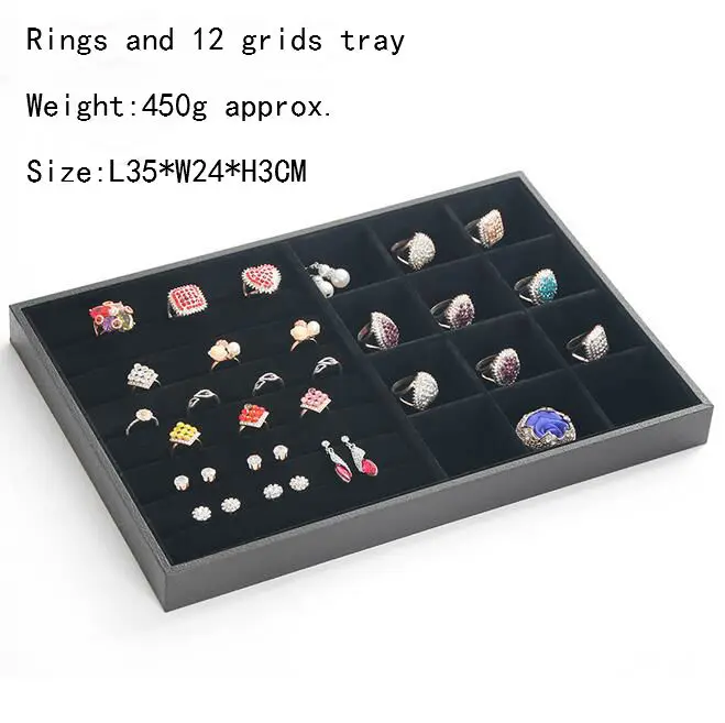 Hot Selling PU Frame Velvet Jewelry Organizer Jewellery Display Ring Box Necklace Earring Holder Various Models for Option