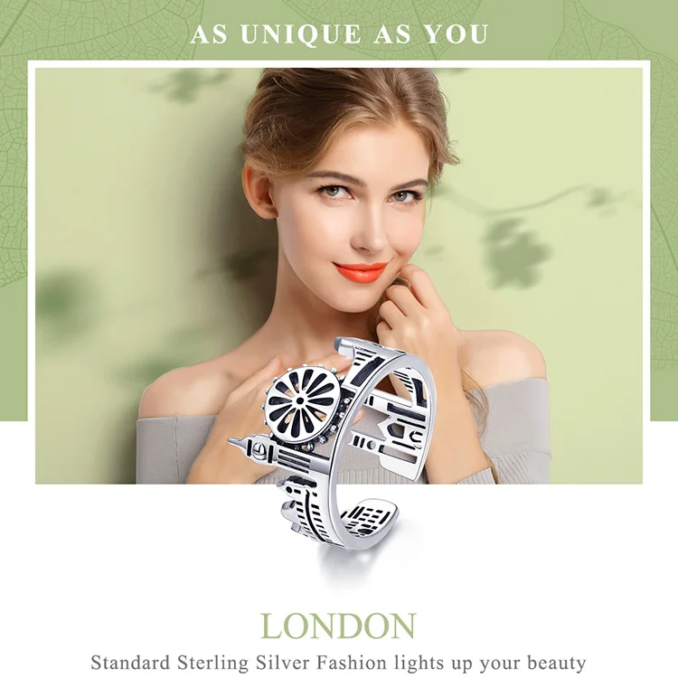 BAMOER City Sketch Англия Лондон дизайн кольца для женщин ажурный процесс 925 пробы серебряные ювелирные изделия Bijoux GXR474
