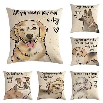 

Dog Pillowcase 45x45cm French Bulldog Throw Pillow Cover For Sofa Bedroom Poodle Cotton Linen Home Decor Cushion Cover