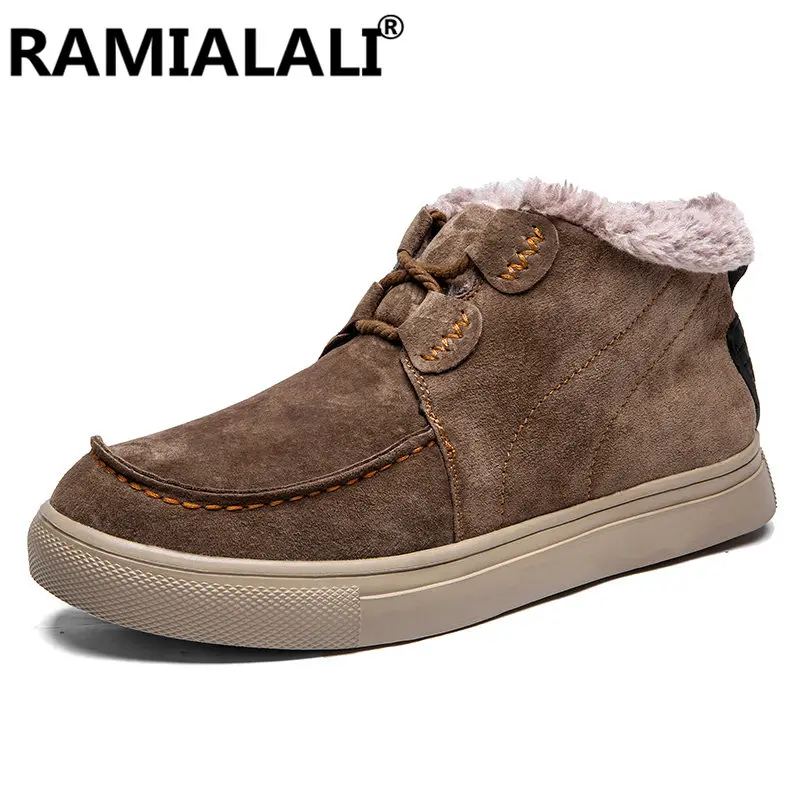 marron D'hiver Casual Hommes Neige Chaud En Véritable Fourrure Cheville Bleu Mode Hombre Bottes Botas De Mâle Chaussures Cuir PlOiuTwkXZ