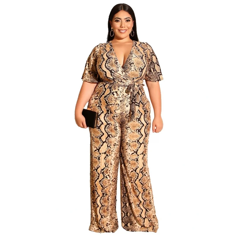 leopard print plus size jumpsuit
