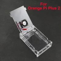 High Quality Clear Orange pi Plus 2 Acrylic Case Box+Cooling Fan Transparent Acrylic Case Fan for Orange Pi Plus 2 