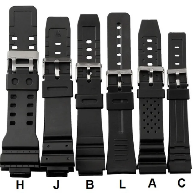 18mm,20mm,22mm Black Rubber Resin Strap For Digital Casio & Divers Watches 