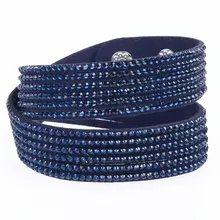 Fashion Wrap velvet bracelet leather bracelet with crystal couple jewelry