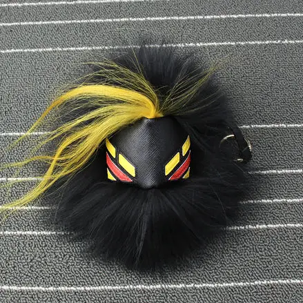

Brand Luxuriy Fluffy Monster Raccoon Fur Pompom Pom P Keychain Car Key Chain For Keys Key Ring Women Bag Accessories Charm