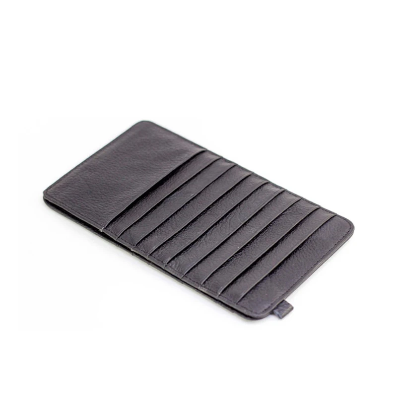 Cena Super cienkie wysokiej jakości skóra bydlęca 100% prawdziwej skóry 18 miejsc na karty wizytowniki długi portfel kredytowej etui na dowód osobisty Unisex mężczyźni
