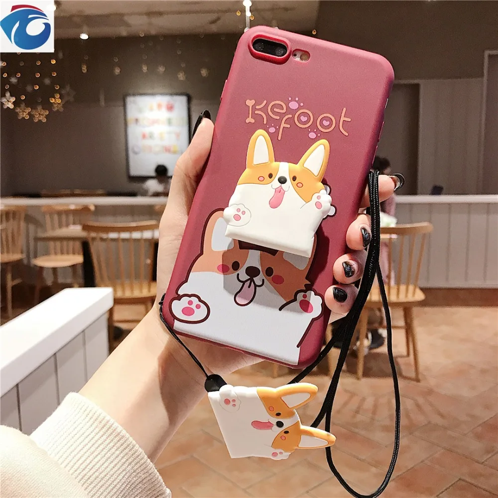 Cute puppy shell For iPhone 6S 7S 7Plus 7Plus 8 Plus XRXS MaxProject Soft shell airbag bracket   TPU Protection Anti-fall Phone case14