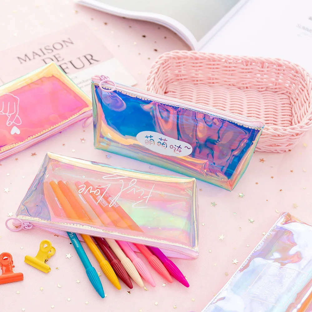 Новинка Kawaii чехол для лазерного карандаша переливающийся прозрачный пенал милый